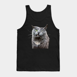 Angry Grey Cat Selfie Tank Top